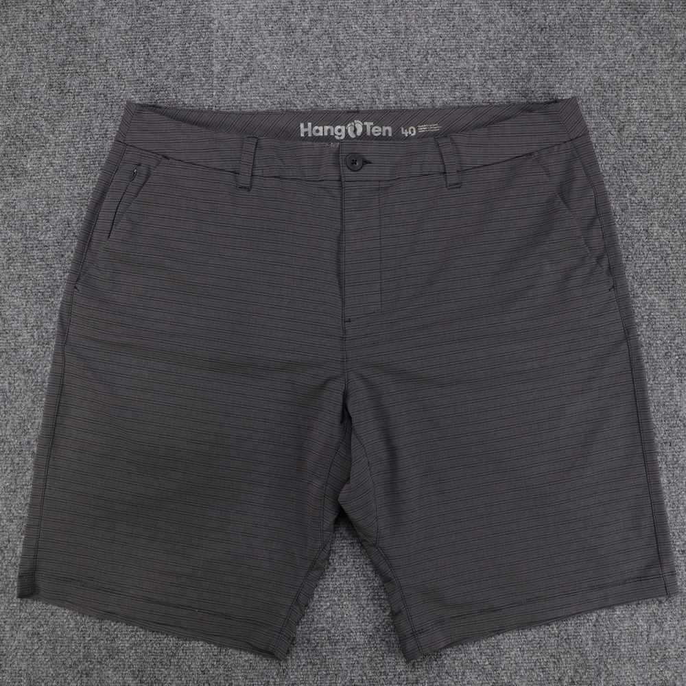 Hang Ten Mens Hybrid Shorts Gray Striped Stretch Board Shorts Size 40